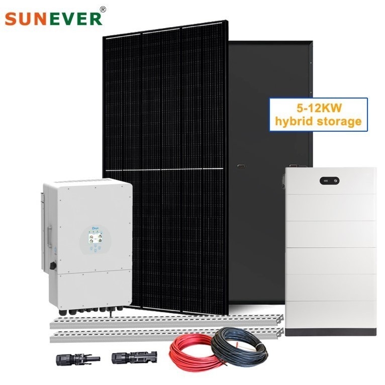 24 uur werktijd 6kw 8kw 10kw hybride batterij loodzuur zonne-energiesysteem voor thuis