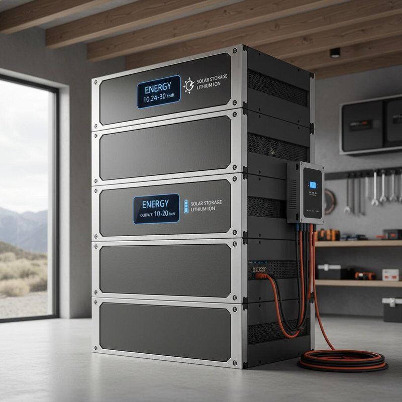 Energie 10,24 kWh tot 30 kWh Zonne-opslagbatterij Lithium-ion Uitgangsvermogen Bereik 10 tot 20 kWh Off-grid Power Storage System